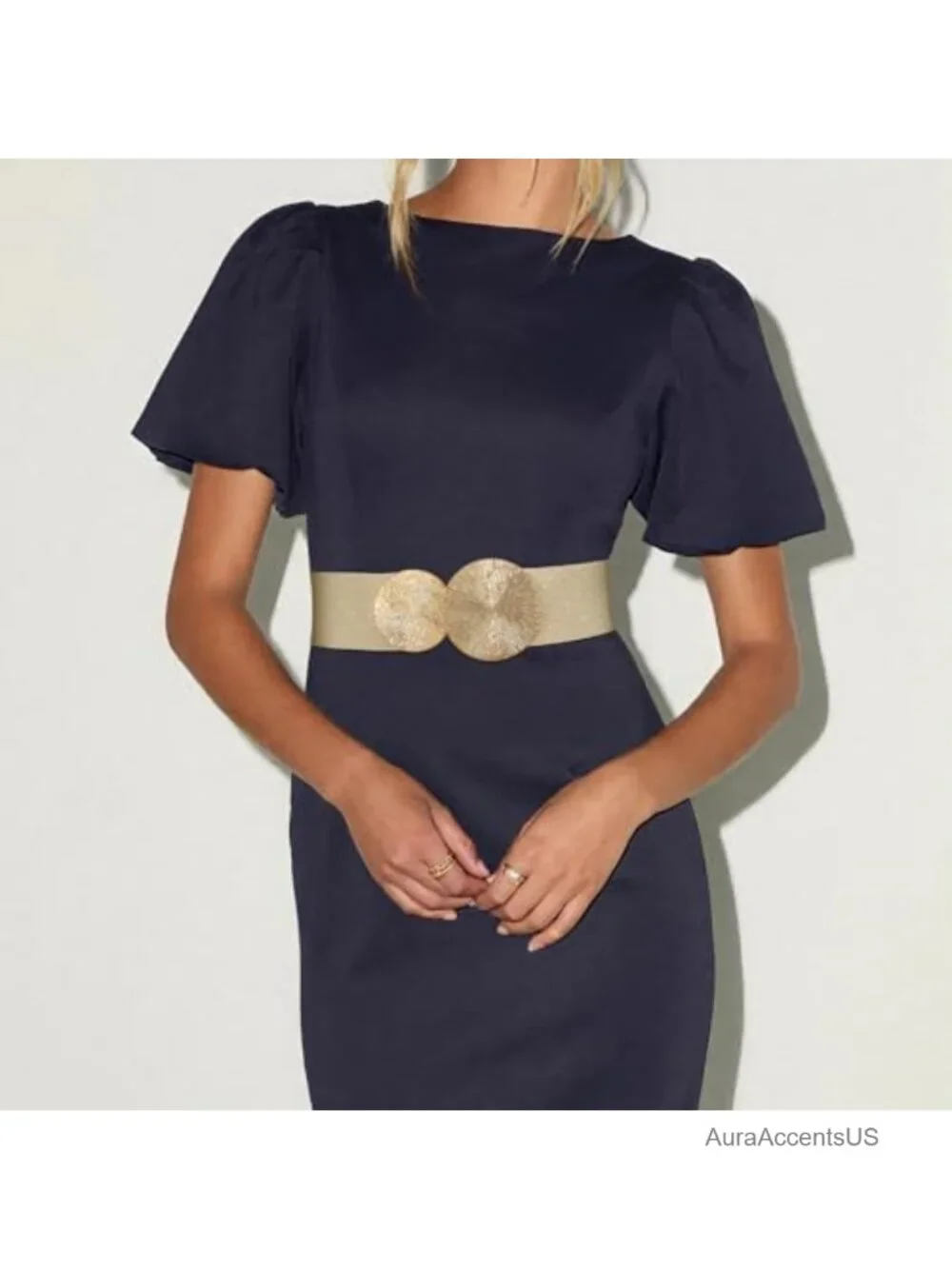 Wide Elastic Belt for Dresses Stretchy Waist Cinch Belts with Buckle